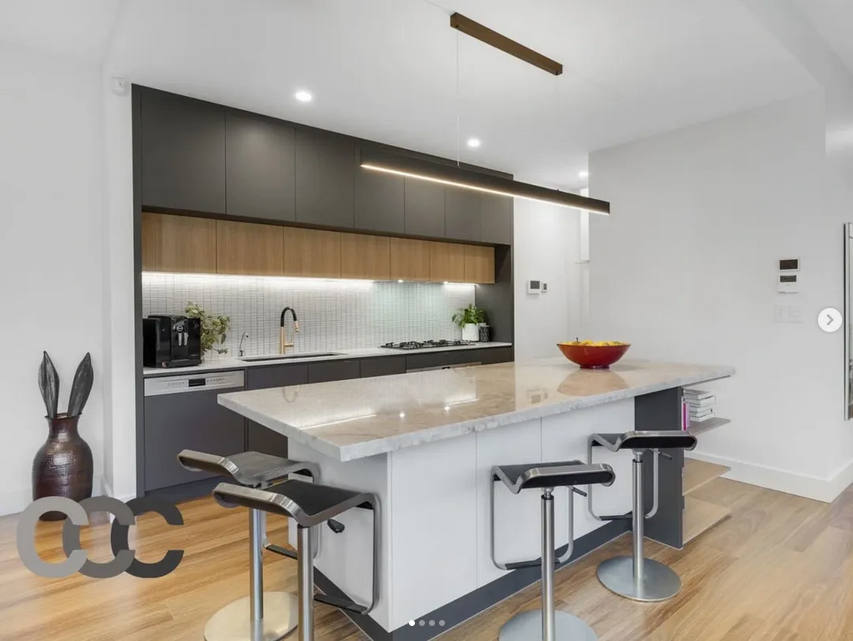 Chris Caruso Creations Adelaide cabinetry — luxury kitchen with marble island